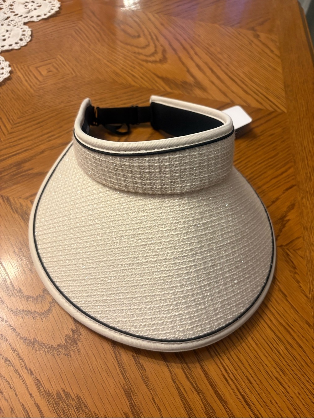 Cream Women's Sun Visor with Black Trim